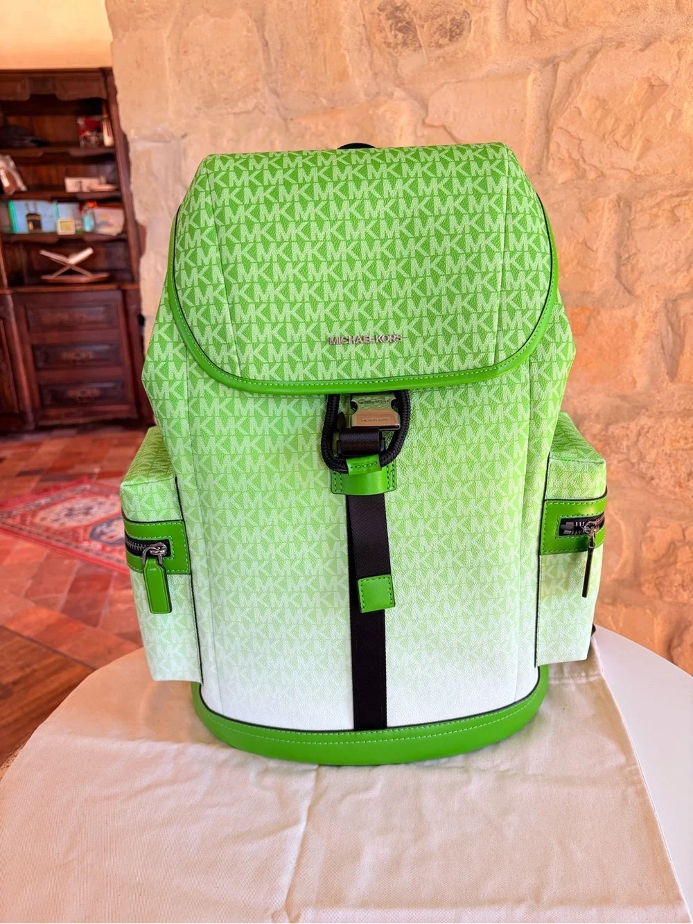 Michael Kors Neon Green Ombre Signature Backpack